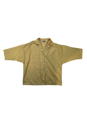 ClotheHer Yellow Button-Down Womens Blouse Size 12 Lightweight Relaxed Fit